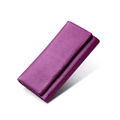 Portafoglio lungo da donna in pelle bovina martellata magenta dal design minimalista - Viola