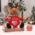 Christmas reindeer plush candy bag with heart window and knit Merry Christmas embroidery - Reindeer Style