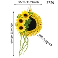 Artificial sunflower wreath wall hanging with yellow clips and measurements - Sunflower Wood Sign Clip Door Hanging (K2-7)