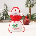 Sacchetto regalo di Natale a pupazzo di neve in maglia bianca e velluto rosso - Pupazzo di neve