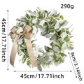 Artificial lamb's ear wreath with burlap bow and 45cm diameter size dimensions - Lamb's Ear Wreath (J2-43)