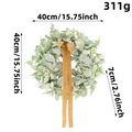 Eucalyptus and daisy wreath with ginger velvet ribbon, 40cm spring wall decor - Grey Leaf White Flower Style (H1-36)