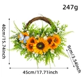 Künstlicher Sonnenblumenkranz mit blauem Schmetterling und Maßen 45cm Breite und 247g Gewicht - Sonnenblumen Grünkranz