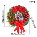 Christmas wreath with Holy Family portrait, red flowers and bow, 40cm diameter size view - J1-21 Wreath