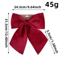 Red velvet New Year decorative bow with cardboard packaging and size markings - Medium Red