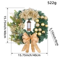 Christmas wreath with golden bow and vintage lantern, 40cm festive door decoration - J1-27 Wreath