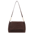 Schultertasche aus Wildleder mit braunem Leopardenmuster, Goldkette und Vintage-Klappe - Kaffeebraun