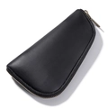 Custodia per pipa classica in pelle nera crazy horse con cerniera dorata vintage - Nero