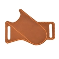 Dark brown crazy horse leather folding knife sheath with belt loop for EDC outdoor use - Brown