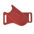 Reddish brown crazy horse leather folding knife sheath with belt loops and yellow stitching - Red