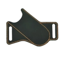 Dark green leather EDC folding knife sheath with contrasting orange hand-stitched details - Green