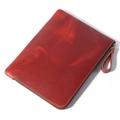 Astuccio per penne in pelle crazy horse rossa con cerniera e cinturino - Rosso