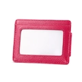 Fuchsia lychee leather RFID blocking card holder with ID window and money clip - Rose Red