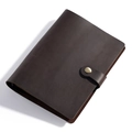 Handcrafted dark brown crazy horse leather A5 notebook cover with retro buckle closure - Coffee