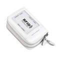 Portefeuille RFID en cuir blanc à grain litchi avec double fermeture éclair et multi-couches - Blanc