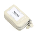 Porte-cartes RFID blanc cassé avec texture litchi et fermeture éclair double - Abricot