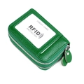Porte-cartes vert en cuir grainé avec double fermeture éclair et blocage RFID - Vert Lumineux