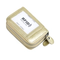 Porte-cartes RFID doré champagne à double fermeture éclair et texture grainée - Or