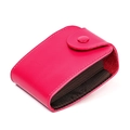 Slim rose red leather card holder with multiple accordion slots and button closure - Rose Red