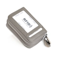Porte-cartes gris en cuir grainé avec double zip et protection RFID anti-vol - Gris