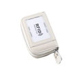 Porte-cartes RFID blanc crème en cuir grainé avec fermeture éclair et protection antivol - Milky blanc