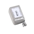 Portefeuille RFID en cuir gris à double fermeture éclair et fenêtre d'identité - Gris Moyen