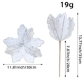 Weiß-silberne Glitzer-Weihnachtsblume 30cm und Blatt-Set für DIY-Baumdekorationen - Weiß