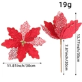 Rote Glitzer Weihnachtsblume mit Stiel, 30 cm hohle Weihnachtsstern Blüte Dekoration - Rot