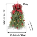 Ghirlanda natalizia in tulle con fiocco scozzese e sfere rosse e oro, 64x40cm - Stile Rete Palla di Natale (S3-45)