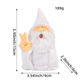 White resin gnome statue making victory sign with size and weight specifications - Scissors Hand White Beard Gnome (Z2-32)
