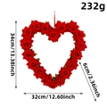 Dimensioni della ghirlanda di rose rosse a cuore: altezza 34 cm e larghezza 32 cm - Ghirlanda di rose rosse a forma di cuore