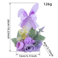 Lila Osterhase Tischdeko mit Kunstrosen und Maßen von 26x13cm für Ostern - Lavendel-Lila Hase (V1-20)