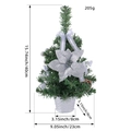Mini 40cm artificial Christmas tree with silver flowers, pine cones and silver pot base - Silver Style