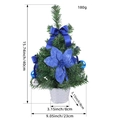 Mini 40cm artificial Christmas tree with blue bows and ornaments in silver pot - Blue