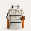 Wasserdichter Wickelrucksack mit Streifensteppung und stilvollem orange-braunem Kontrast - Orange
