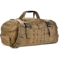Detail view of Coyote Brown tactical gym bag with MOLLE webbing and durable nylon straps - Brown