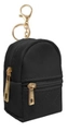 Schwarzer Mini-Rucksack-Schlüsselanhänger aus PU-Leder mit goldenen Reißverschlussdetails - Schwarz