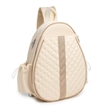 Dettaglio della borsa a tracolla trapuntata beige impermeabile per racchette da tennis - Beige