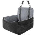 Asiento de coche acolchado negro y gris para perros con correas de seguridad ajustables - Negro y Gris