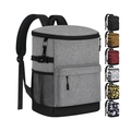 Sac à dos isotherme étanche pour 30 canettes idéal pour le camping et la randonnée - Gris