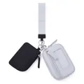 Set de porte-monnaie en nylon avec porte-carte gris et cordon amovible de détail - Noir et Gris