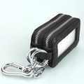 Funda negra para llaves de coche con doble cremallera y diseño efecto cocodrilo - Cuero genuino / Negro