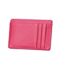 Tarjetero de cuero granulado rojo rosa con tres ranuras de seguridad RFID - Rosa Rojo