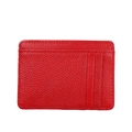 Tarjetero de cuero rojo con patrón de lichi, protección RFID y cuatro ranuras para tarjetas - Rojo