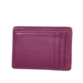 Tarjetero RFID de cuero morado con textura de lichi y tres ranuras verticales - Morado
