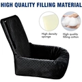 Waterproof car front seat pet carrier with quilted black fabric and padded interior - Black