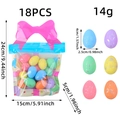 Set di 18 uova di Pasqua colorate in schiuma con glitter argentati e manico a fiocco - Stile uovo colorato macchiato argento (Q2-40)