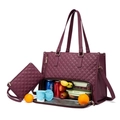 Borsa tote 2 in 1 trapuntata viola scuro con pochette abbinata e scomparto termico - 40*16*32CM / Borgogna
