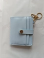 Light blue RFID blocking bifold card holder wallet with gold keychain and lobster clasp - Sky Blue