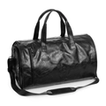 Mattschwarze Reisetasche aus Leder mit Seitentaschen und abnehmbarem Schultergurt - PU / Schwarz